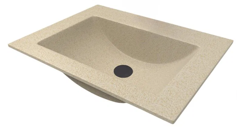 Zápustné granitové umývadlo PRIMO 61 cm, BÉŽOVÁ + čierny odtok