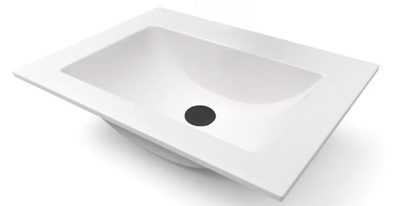 Zápustné granitové umývadlo PRIMO 61 cm, BIELY + čierny odtok