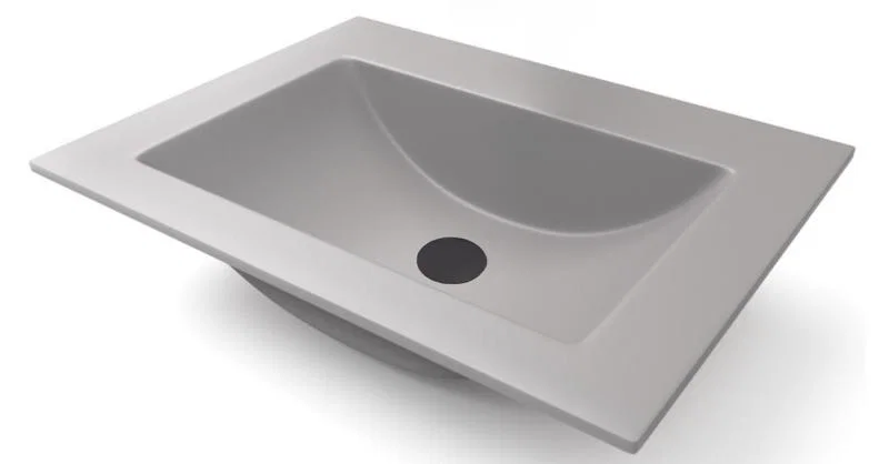 Zápustné granitové umývadlo PRIMO 61 cm, SIVÁ + čierny odtok