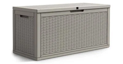 Záhradný úložný box na podušky a náradie 340 l, sivý, vodeodolný, 119×58×52 cm