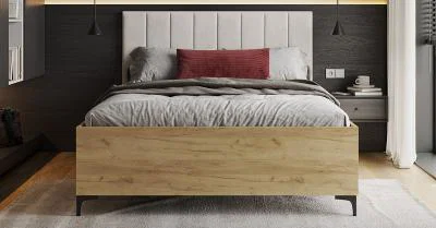 Posteľ SIERRA 140×200 s kovovým zdvíhacím roštom TRINITY Dub Craft - Biela