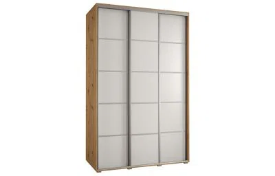 Šatníková skriňa s posuvnými dverami DAVOS 4, 160×235×45 cm, dub Artisan / biela / strieborné pojazdy