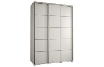 Šatníková skriňa s posuvnými dverami DAVOS 4, 170×235×45 cm, biela / strieborné pojazdy