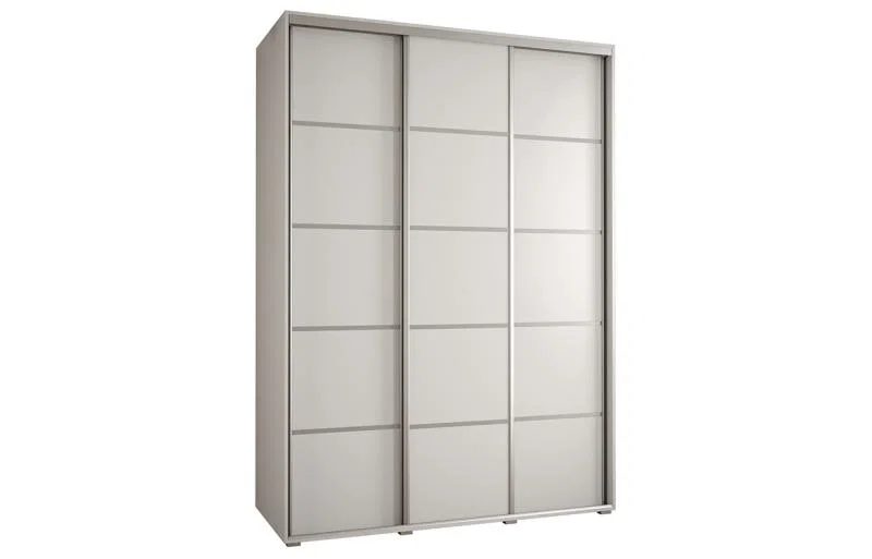 Šatníková skriňa s posuvnými dverami DAVOS 4, 170×235×45 cm, biela / strieborné pojazdy