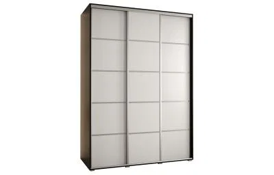 Šatníková skriňa s posuvnými dverami DAVOS 4, 180×235×45 cm, čierna / biela / strieborné pojazdy