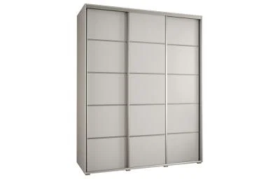 Šatníková skriňa s posuvnými dverami DAVOS 4, 200×235×45 cm, biela / strieborné pojazdy