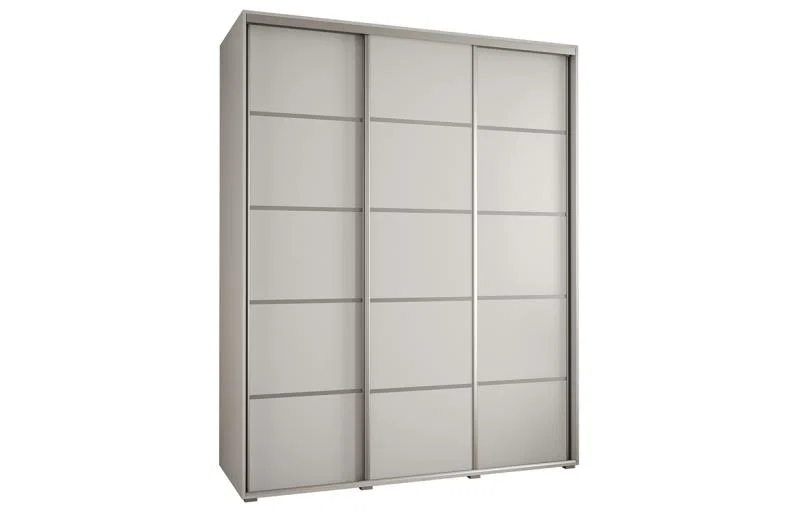 Šatníková skriňa s posuvnými dverami DAVOS 4, 200×235×45 cm, biela / strieborné pojazdy