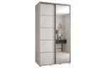 Šatníková skriňa DAVOS 5 posuvné dvere a zrkadlo, 140×235×45, Biela / strieborné pojazdy