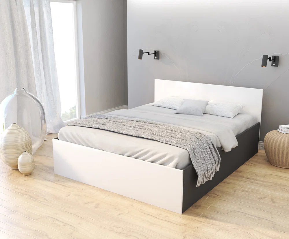 Manželská posteľ PANAMA KLASIK 160x200 + rošt BIELA-sivá