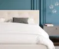 Čalúnená posteľ CRYSTAL biela 180x200 s dreveným roštom
