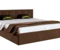 Čalúnená posteľ CRYSTAL hnedá 160x200 s dreveným roštom