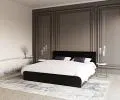 Luxusná manželská posteľ CRYSTAL čierna 160x200 s dreveným roštom
