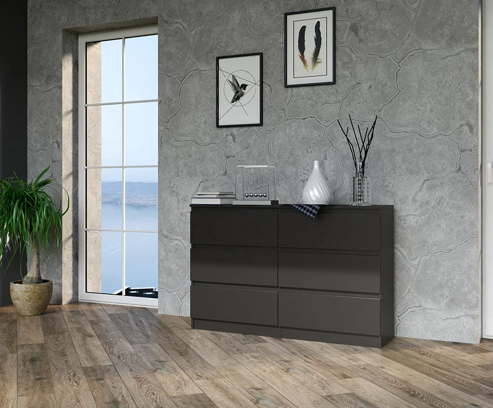 Komoda MALWA M6 120cm ČIERNA matná