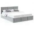 Čalúnená posteľ AMBER 160x200 Sivá Trinity s úložným priestorom a dreveným roštom