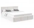 Čalúnená posteľ AMBER 140x200 Biela Trinity s úložným priestorom a dreveným roštom