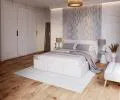 Čalúnená posteľ AMBER 180x200 Biela Trinity s úložným priestorom a kovovým roštom