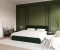 Čalúnená posteľ CRYSTAL tmavo zelená 180x200 s dreveným roštom