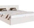 Luxusná manželská posteľ CRYSTAL krémová 160x200 s dreveným roštom