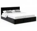 Čalúnená posteľ AMBER 140x200 Čierna Trinity s úložným priestorom a dreveným roštom