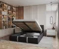 Čalúnená posteľ PLATINUM čierna biela 160x200 Trinity s dreveným roštom