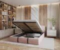 Čalúnená posteľ PLATINUM fialová biela 140x200 Trinity s dreveným roštom