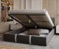 Čalúnená posteľ PLATINUM grafit biela 160x200 Trinity s dreveným roštom
