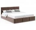 Čalúnená posteľ AMBER 160x200 Hnedá Trinity s úložným priestorom a dreveným roštom
