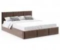Čalúnená posteľ AMBER 180x200 Hnedá Trinity s úložným priestorom a dreveným roštom