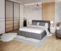 Čalúnená posteľ AMBER 180x200 Grafit Trinity s úložným priestorom a kovovým roštom