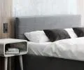 Čalúnená posteľ TOPAZ grafit 160x200 z eko kože s kovovým roštom