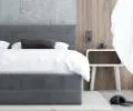 Čalúnená posteľ TOPAZ grafit 160x200 z eko kože s kovovým roštom