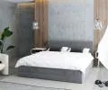 Čalúnená posteľ TOPAZ grafit 180x200 z eko kože s kovovým roštom