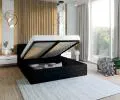 Čalúnená posteľ TOPAZ čierna 180x200 z eko kože s kovovým roštom