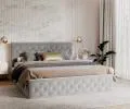 Čalúnená posteľ CHICAGO TRINITY 90x200 s kovovým zdvižným roštom SVETLO ŠEDÁ