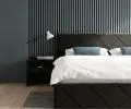 Čalúnená posteľ CARO 160x200 s kovovým zdvižným roštom ČIERNA