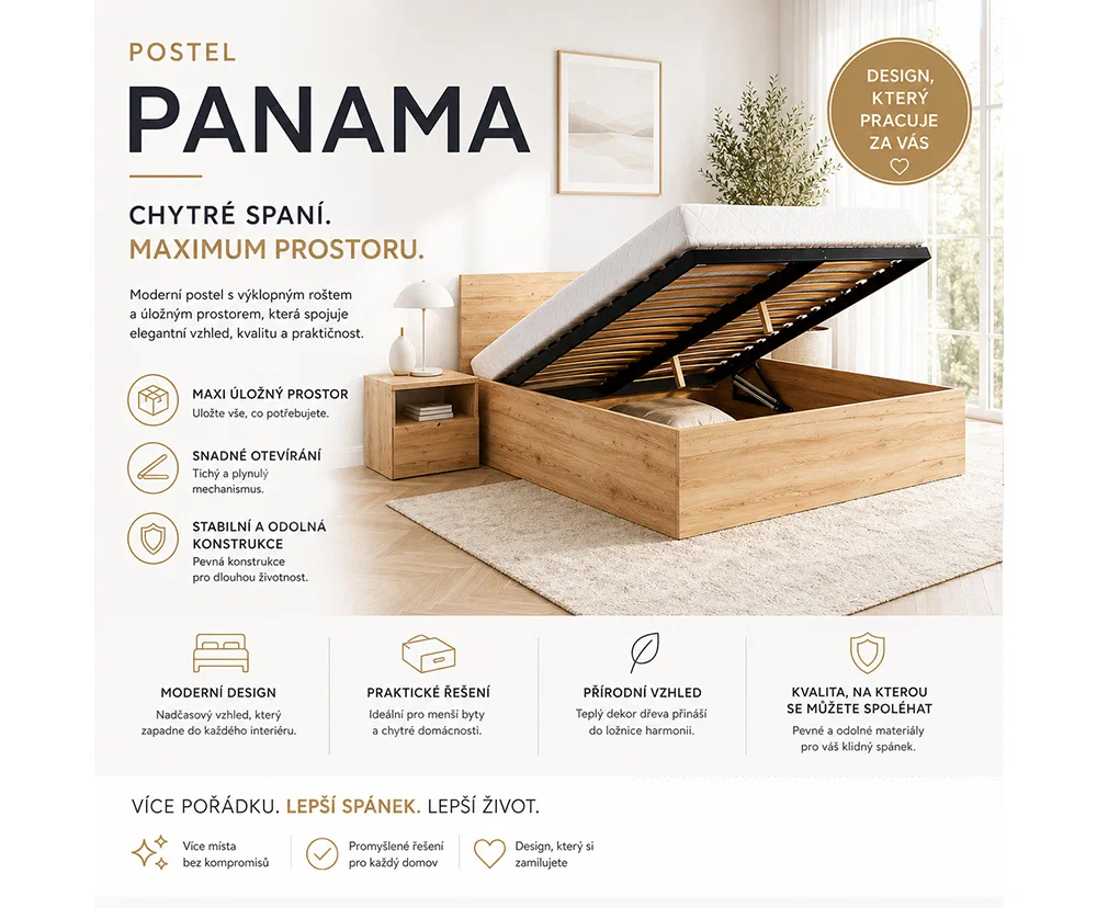 Manželská posteľ PANAMA 180x200 so zdvižným roštom SIVÁ