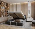 Čalúnená posteľ PLATINUM grafit biela 140x200 Trinity s kovovým roštom