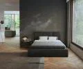 Čalúnená posteľ 140x200 cm VIP so zdvižným roštom ČIERNA