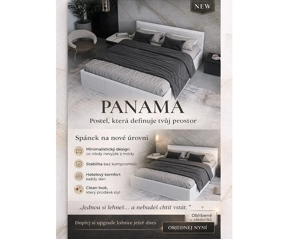 Manželská posteľ PANAMA T 120x200 so zdvíhacím dreveným roštom BIELA