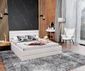 Čalúnená posteľ TOPAZ trinity 140x200 s kovovým roštom BIELA