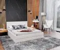 Čalúnená posteľ TOPAZ trinity 90x200 s kovovým roštom BIELA