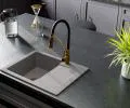 Granitový drez DONZO + batéria NEXO zlatá/odtiene šedej 46,5 x 57,6 x 17,4cm