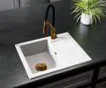 Granitový drez DONZO BIELA + zlatý sifón 46,5 x 57,6 x 17,4cm