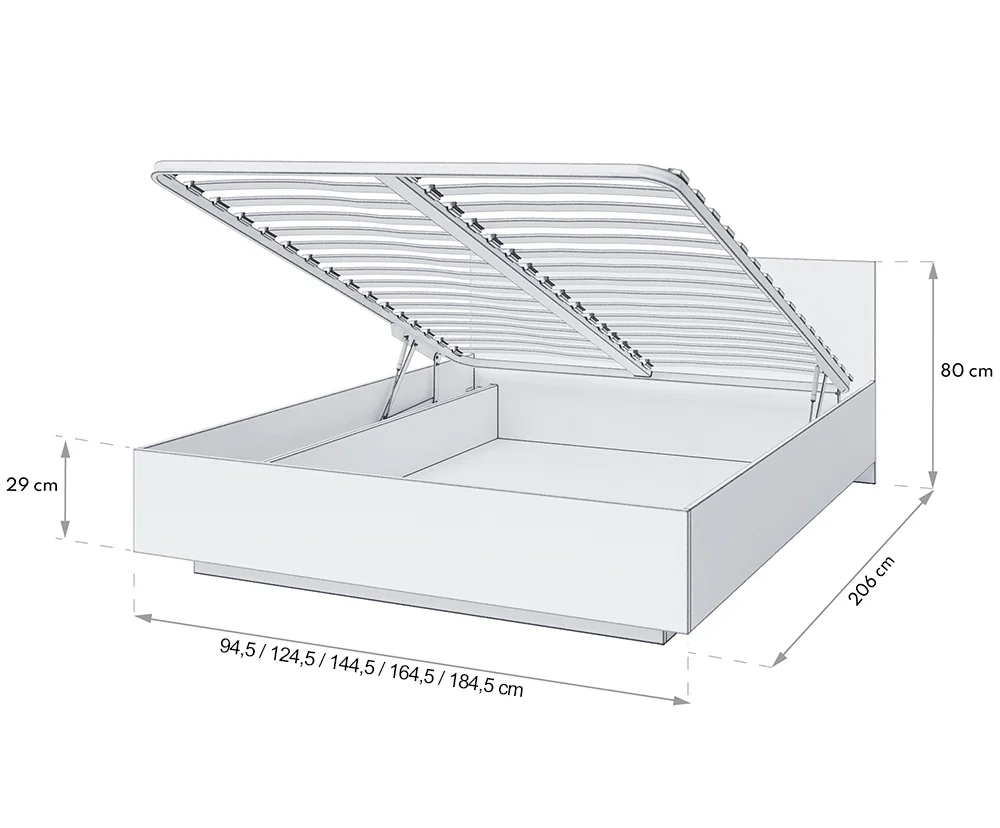 Posteľ PERU 120x200 cm zdvižný kovový rošt SIVÁ