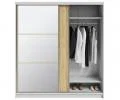 Šatníková skriňa DENVE 200x218x60,3 cm dub craft/biela so zrkadlom