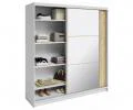Šatníková skriňa DENVE 200x218x60,3 cm dub craft/biela so zrkadlom