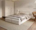 Čalúnená posteľ FRESIA 90x200 s kovovým zdvižným roštom BIELA