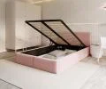 Čalúnená posteľ FRESIA 120x200 s kovovým zdvižným roštom RUŽOVÁ