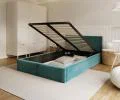 Čalúnená posteľ FRESIA 120x200 s kovovým zdvižným roštom TYRKYSOVÁ