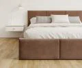 Čalúnená posteľ FRESIA 140x200 s kovovým zdvižným roštom HNEDÁ